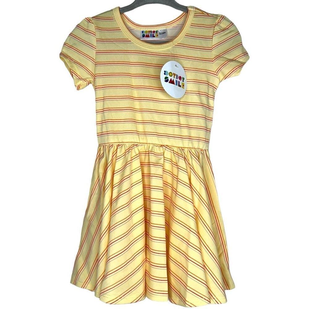 NEW Dot Dot Smile Yellow Striped Cap Sleeve Dress 12-24M